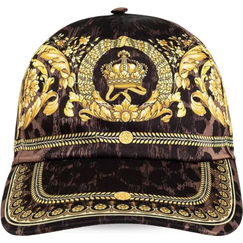 Baroque Animal Print Round Crown Hat , male, Sizes: 59 CM - Versace - Modalova