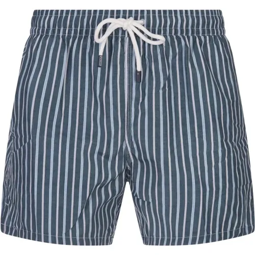 Green Striped Swim Shorts , male, Sizes: L, XL, 2XL, M - Fedeli - Modalova