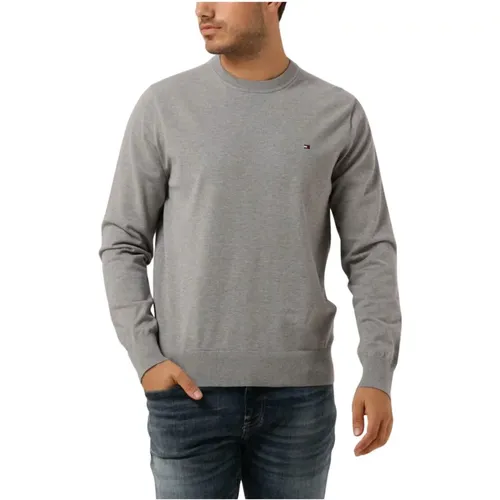 Crew Neck Sweater Grau , Herren, Größe: S - Tommy Hilfiger - Modalova