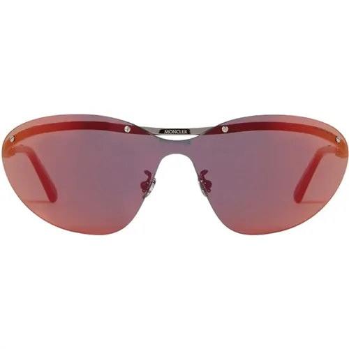 Polierte Metallrandlose ovale verspiegelte Sonnenbrille , Herren, Größe: ONE Size - Moncler - Modalova