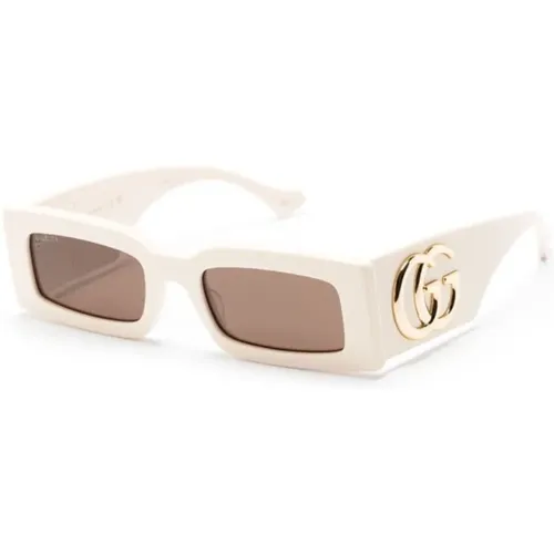 Weiße Sonnenbrille mit Originalzubehör - Gucci - Modalova