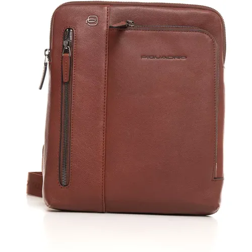 Leather shoulder bag , Herren, Größe: ONE Size - Piquadro - Modalova