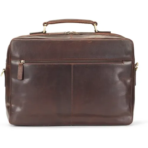 Dark Leather Laptop Briefcase , male, Sizes: ONE SIZE - Howard London - Modalova
