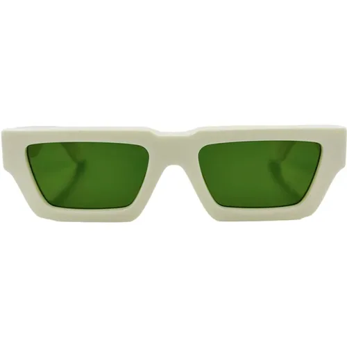 Off , Manchester Sonnenbrille - Weiß, Grüne Gläser , unisex, Größe: ONE Size - Off White - Modalova