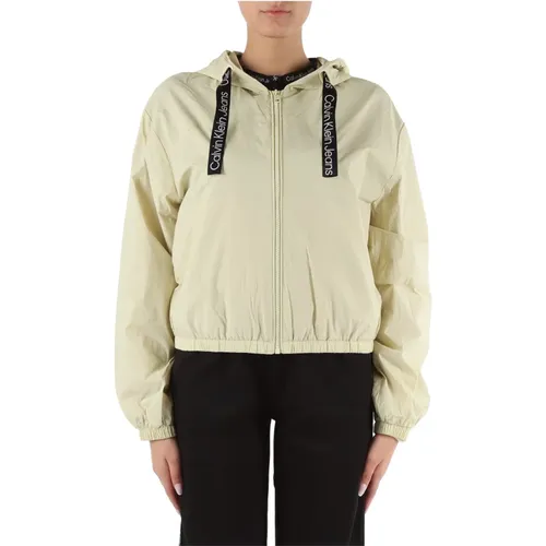 Technical Fabric Hooded Jacket , female, Sizes: M, L, S - Calvin Klein Jeans - Modalova