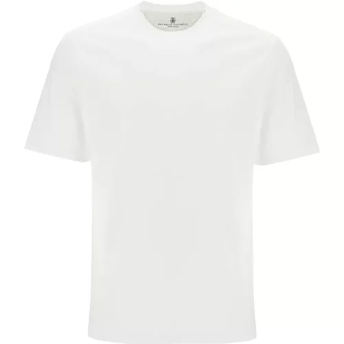 Premium Cotton Crewneck T-Shirt , Herren, Größe: M - BRUNELLO CUCINELLI - Modalova