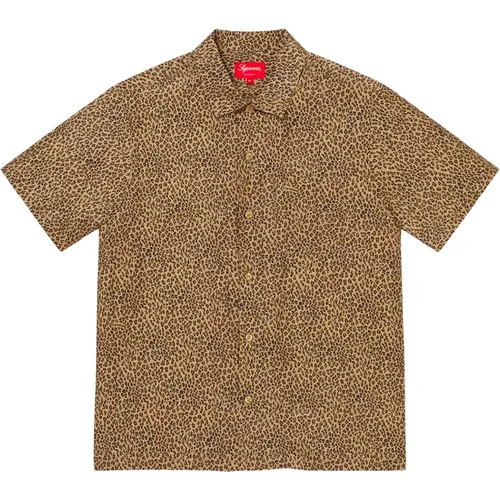 Leoparden Seidenhemd Limited Edition , Herren, Größe: L - Supreme - Modalova