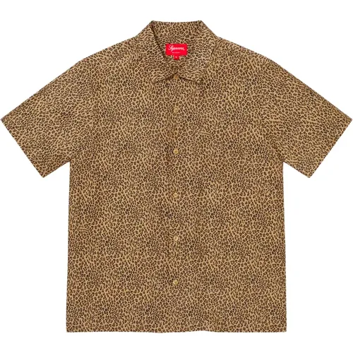 Leoparden Seidenhemd Limited Edition , Herren, Größe: S - Supreme - Modalova