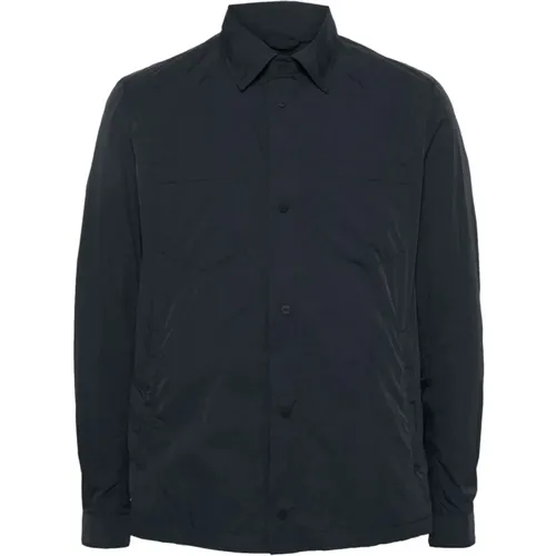 Marineblaues Überhemd mit Taschen , Herren, Größe: XL - Herno - Modalova