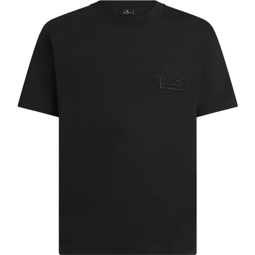 Schwarzes Baumwoll-Jersey T-Shirt , Herren, Größe: S - ETRO - Modalova