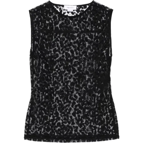 Schwarzes ärmelloses Top mit Leopardenmuster , Damen, Größe: 3XS - alexander mcqueen - Modalova