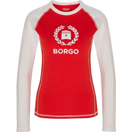 Andalusia Longlap Rosso T-Shirt , female, Sizes: M, S, L, XL, XS - Borgo - Modalova