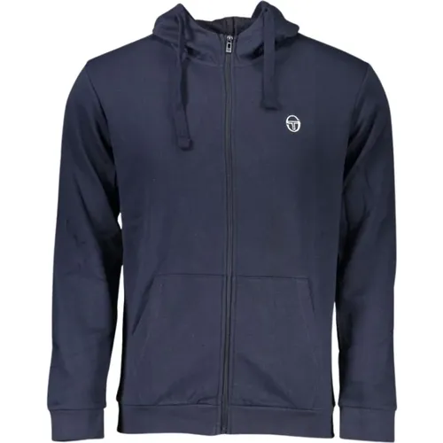 Blauer Kapuzenpullover mit Reißverschluss und Logo - Sergio Tacchini - Modalova