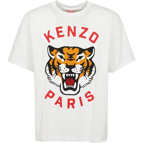 Lucky Tiger Oversize T-Shirt , Herren, Größe: 2XS - Kenzo - Modalova