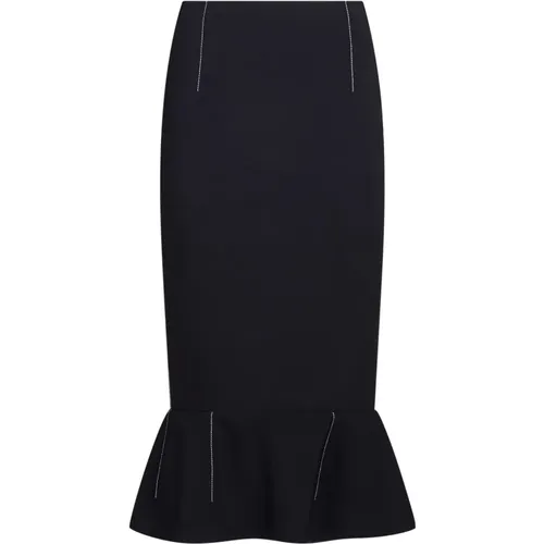 Viscose-Cady Midi Skirt with Ruffle Hem , female, Sizes: XS, M, 3XS - Marni - Modalova