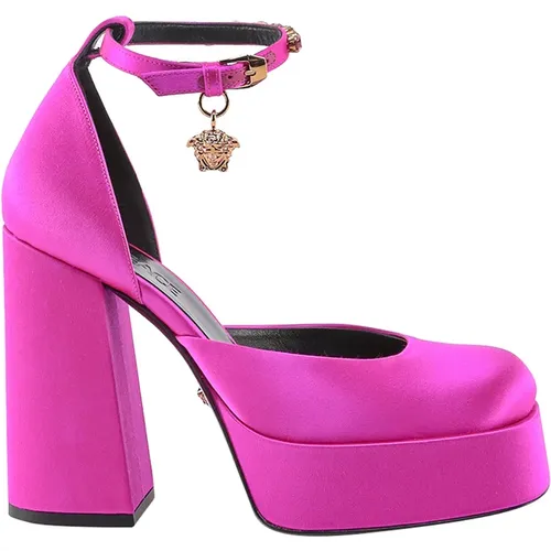 Satin Medusa Heels , female, Sizes: 3 UK, 4 1/2 UK, 5 1/2 UK - Versace - Modalova