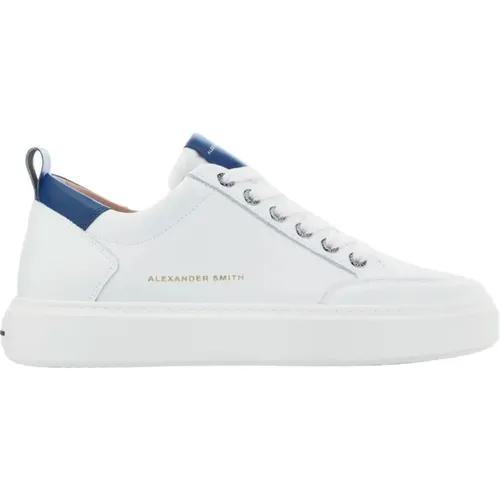 Luxus Weiße Blaue Street Sneakers , Herren, Größe: 44 EU - Alexander Smith - Modalova