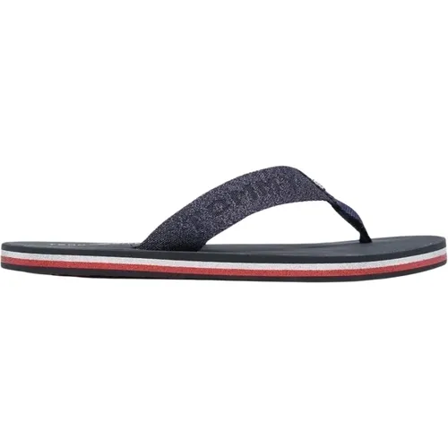 Glitter-Enveloped Beach Sandals , female, Sizes: 3 UK - Tommy Hilfiger - Modalova