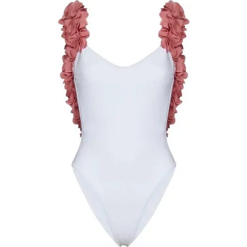 Amira One-Piece Swimsuit with Floral Ruffles , female, Sizes: M - La Revêche - Modalova