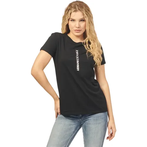 Cotton Pima Slim Fit T-shirt , female, Sizes: XS, M, XL, S, L - Armani Exchange - Modalova