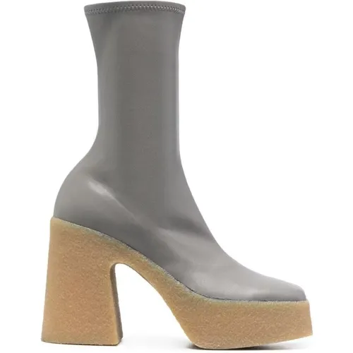Grey Polyester Ankle Boots , female, Sizes: 7 1/2 UK, 5 1/2 UK, 5 UK - Stella Mccartney - Modalova