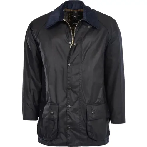 Blauer Wachsmantel mit Tartan-Futter , Herren, Größe: M - Barbour - Modalova