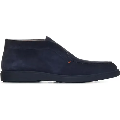 Blaue Wildleder Slip-On Loafers - Santoni - Modalova