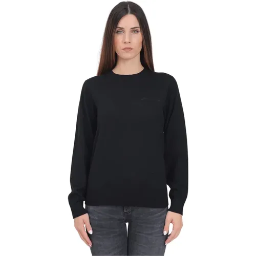 Schwarzer Pullover mit Logo-Stickerei , Damen, Größe: L - Armani Exchange - Modalova