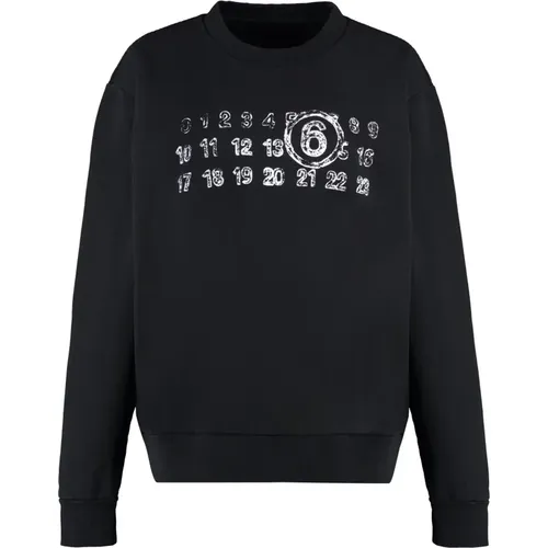 Baumwoll Rundhals Sweatshirt , Damen, Größe: XS - MM6 Maison Margiela - Modalova