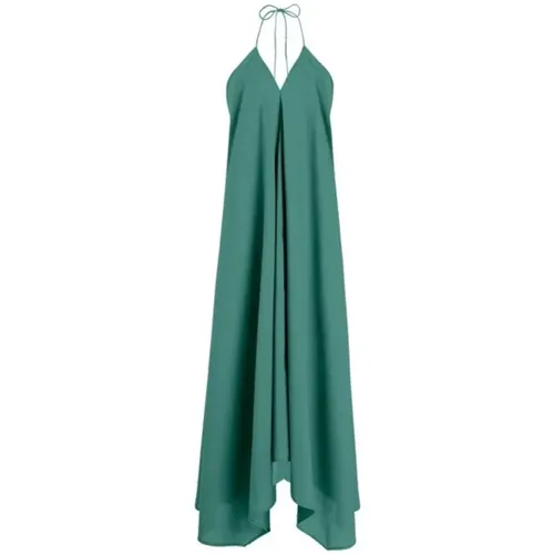 Grünes Baumwollrückenfreies langes Kleid , Damen, Größe: ONE Size - Mare Di Latte - Modalova
