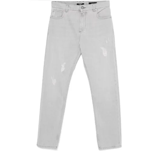 Graue Distressed Denim Jeans - Balmain - Modalova