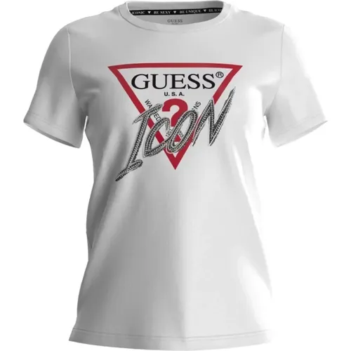 Weißes Damen T-Shirt , Damen, Größe: L - Guess - Modalova