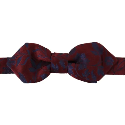 Blue Flower Patterned Papillon Tie , male, Sizes: ONE SIZE - Dolce & Gabbana - Modalova