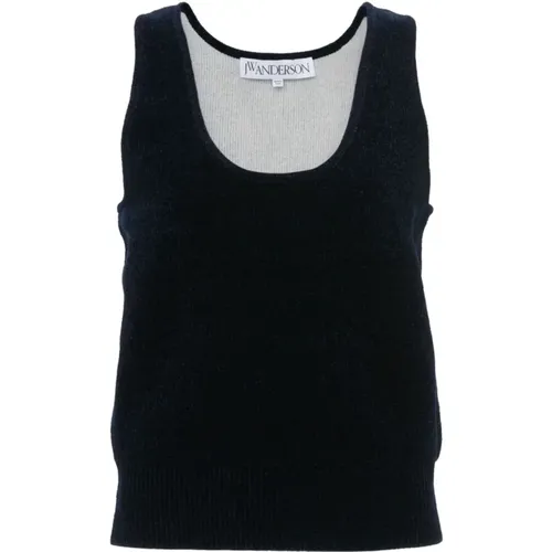 Sleeveless Round Neck Ribbed Top , female, Sizes: M, S - JW Anderson - Modalova