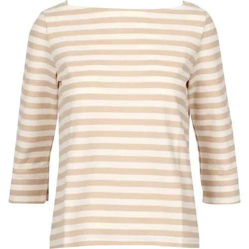 Gestreiftes Baumwoll-T-Shirt mit 3/4-Ärmeln , Damen, Größe: L - Pennyblack - Modalova