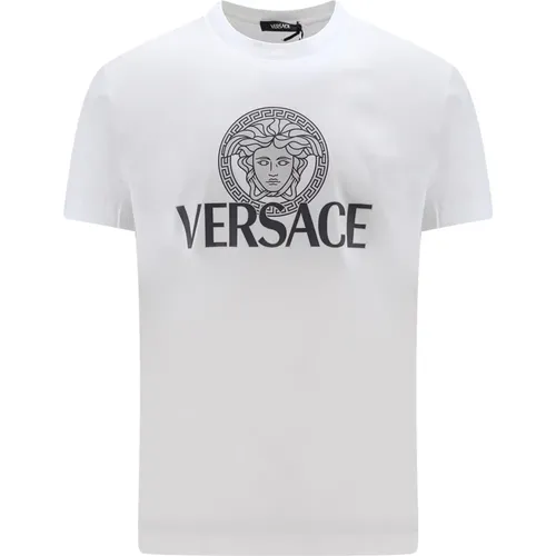 Iconic Print Jersey Baumwoll T-Shirt,T-Shirts - Versace - Modalova