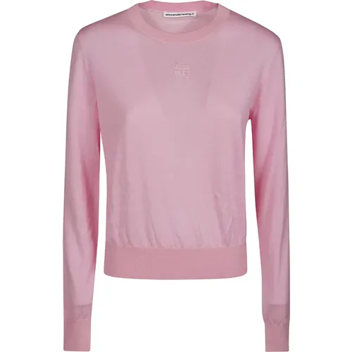 Geprägter Logo-Pullover , Damen, Größe: M - T by Alexander Wang - Modalova