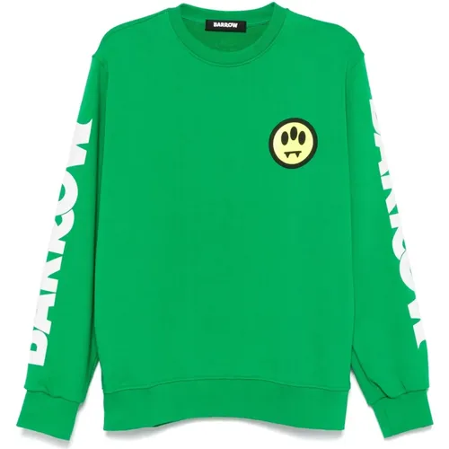 Grüner Crewneck Sweatshirt mit Smile Logo , Herren, Größe: L - BARROW - Modalova