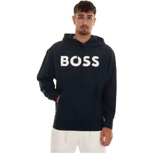 Maxi Logo Oversize Sweatshirt with Hood , male, Sizes: XL, M, L, 2XL - Boss - Modalova