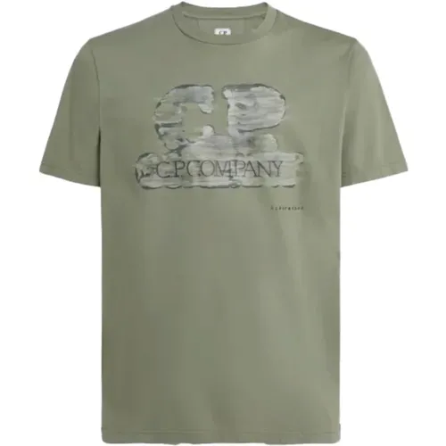 Casual T-Shirt aus 100% Baumwolle , Herren, Größe: M - C.P. Company - Modalova