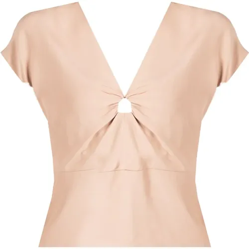 Figurbetonte V-Ausschnitt Bluse , Damen, Größe: 3XS - pinko - Modalova
