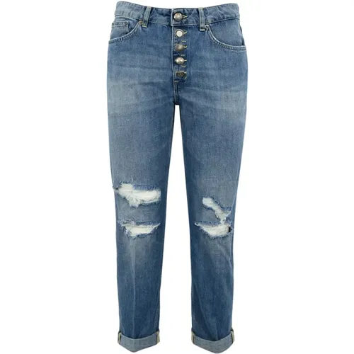 Black Denim Jeans with Jewel Buttons , female, Sizes: W28, W25, W27, W26 - Dondup - Modalova