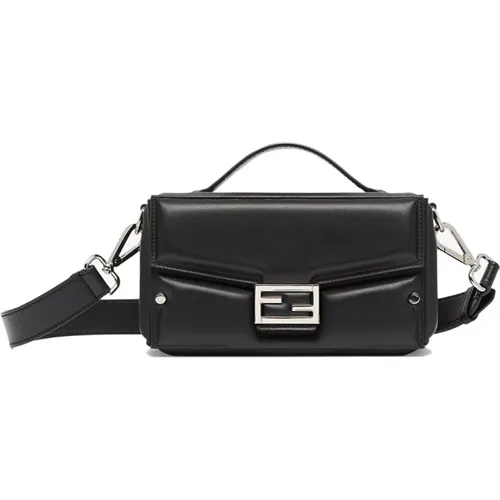 Leather Crossbody Bag with FF Clasp , male, Sizes: ONE SIZE - Fendi - Modalova