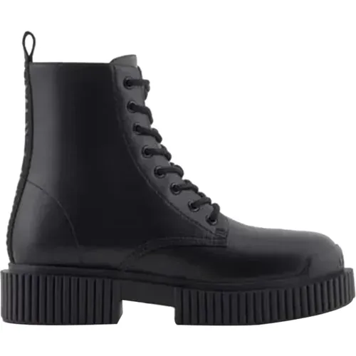 Schwarze Wildleder Stiefeletten , Damen, Größe: 38 EU - Armani Exchange - Modalova