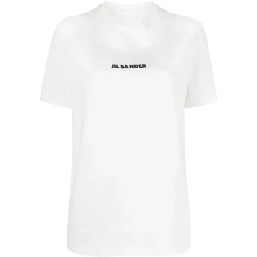 Weiß/Schwarz Logo Plus T-Shirt , Herren, Größe: M - Jil Sander - Modalova
