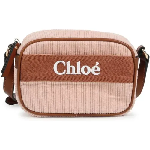 Rosa Handtasche für Mädchen,Rosa Gerippte Schultertasche - Chloé - Modalova