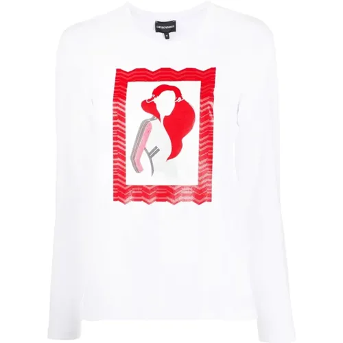 Graphic Print Women's T-Shirt , female, Sizes: L - Emporio Armani - Modalova