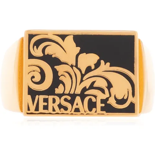 Ring mit Logo , Herren, Größe: 62 MM - Versace - Modalova