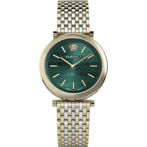 V-Twist Ladies Watch Gold Silver Green Dial , female, Sizes: ONE SIZE - Versace - Modalova