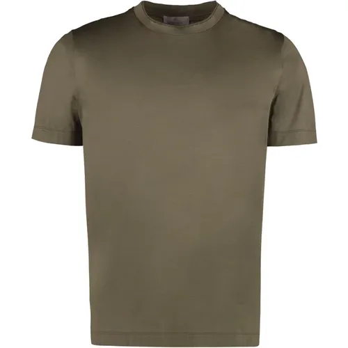 Geripptes Baumwoll-Crew-Neck T-Shirt , Herren, Größe: S - Canali - Modalova